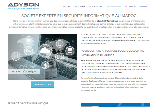 Société cybersécurité Maroc - Adyson
