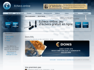 Echecs-online.fr, espace de jeu en ligne gratuit
