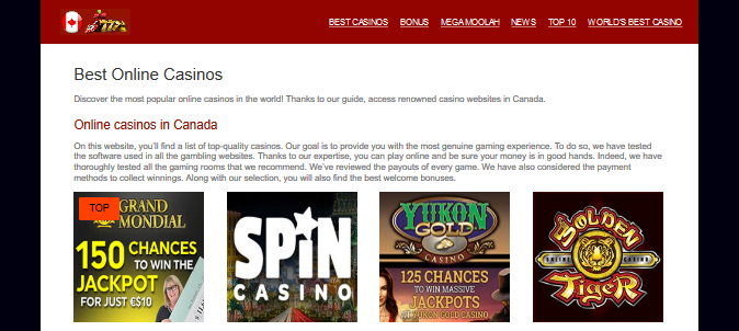 Détails : Guide gratuit des casinos virtuels et liste de bonus gratuits