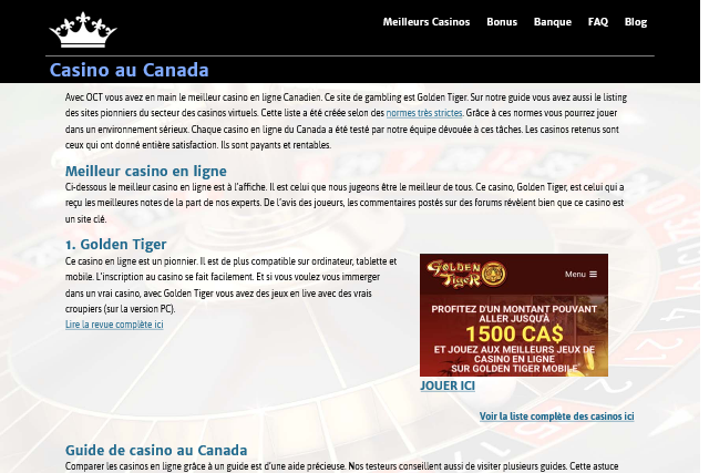 Détails : Casinos en Ligne en Dollars Canadiens